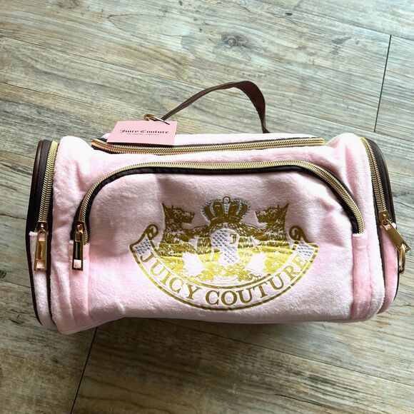 Juicy Couture Handbags - NWT Juicy Couture Bag Pink and Brown Scottish Dog Cosmetic Travel Y2K Glam